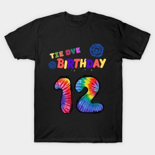 12 years old Tie dye Birthday T-Shirt